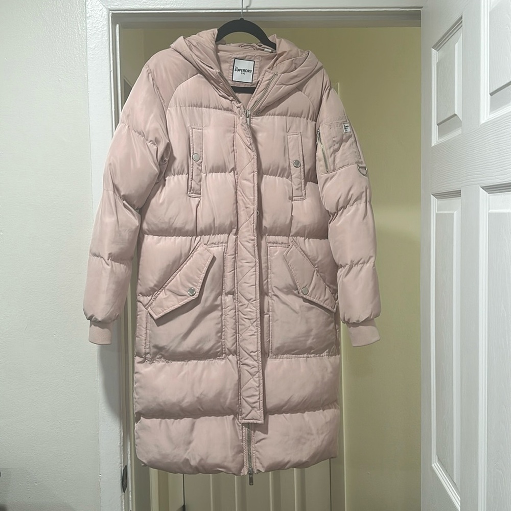 SuperDry Hooded Maxi Puffer Coat with detachable Faux Fur